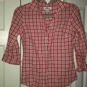 Vineyard Vines pink plaid shirt